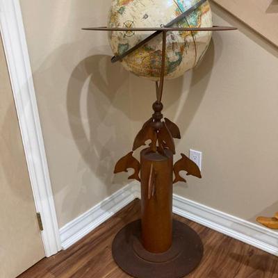 Floor Lamp With Metal Base and Dolphins