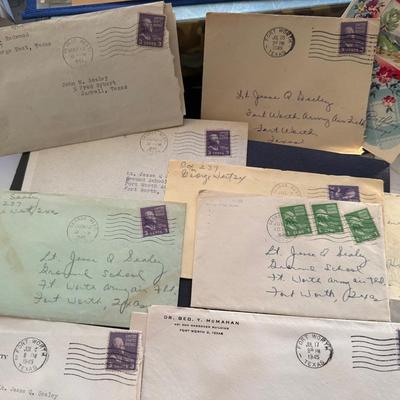 WWII Era Military Letter Lot – 1945 Fort Worth Army Airfield Correspondence w/ Original Envelopes & 
