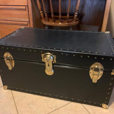 Black Antique Chest With Metal Accents 