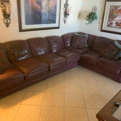 Large Leather Sectional Couch 