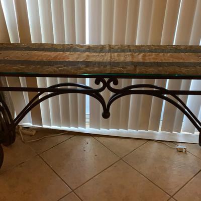 Large Glass And Metal Table
