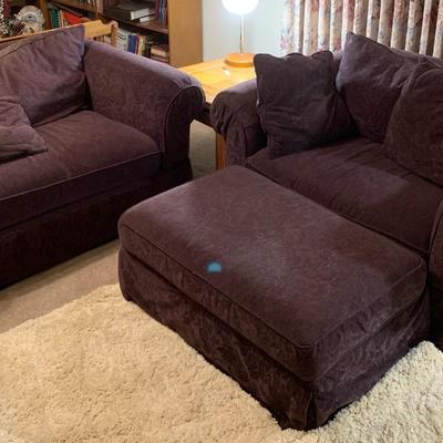 Large Purple Couches With Ottoman 