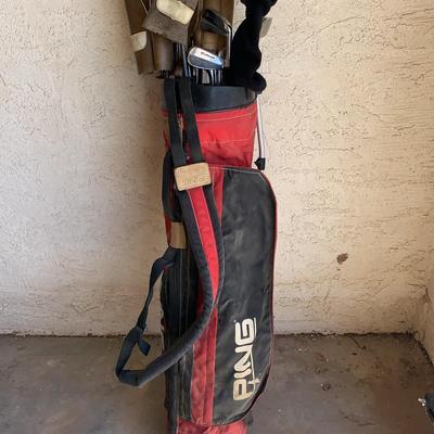 Ping Golf Bag And Assorted Golf Clubs