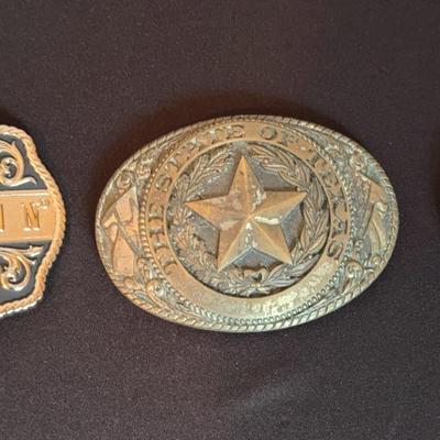 Belt Buckle Lot- State Of Texas Tony Lama, Silver Eagle & Rodeo