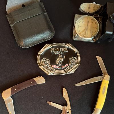 Cool, dude stuff - Pocket knives, belt buckle and Military Magnetic compass
