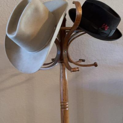 Wooden (Pine) Hall Tree, 6ft. + 2 hats