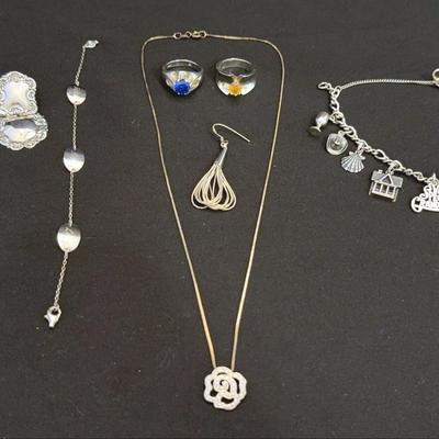 Sterling Silver Jewelry Lot - 62g James Avery Charm Bracelet w/charms, Rings, Bracelet & Earrings