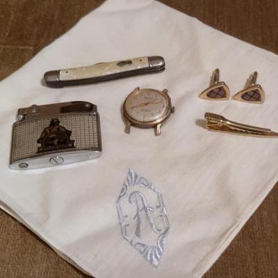 Vintage Gentleman’s Collectibles Including Direct Lighter Benrus Watchface And More!