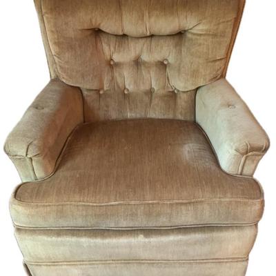 Gold Upholstered Rocking And Swivel Chair Lot 1