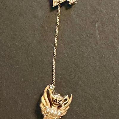 Sale Photo Thumbnail #28: Vintage 10K Yellow Gold Seed Pearl Delta Zeta Badge