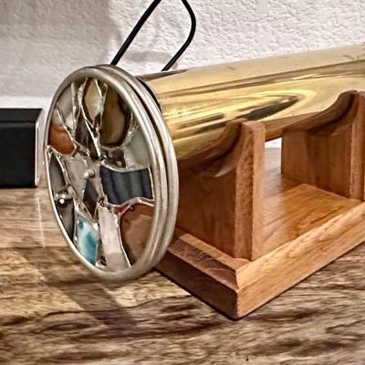 Sale Photo Thumbnail #30: Vintage Brass Parlor Kaleidoscope with dual wheels.
