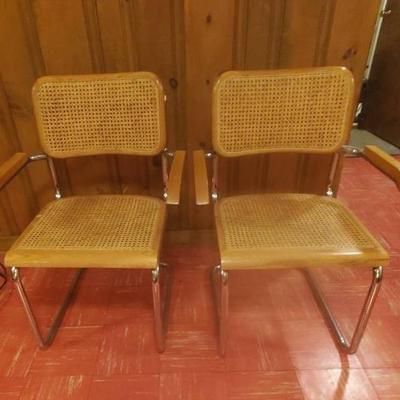 (2) Cesca Chrome & Caned Chairs