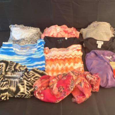 (9) Chicos Stylish Tops & Scarf