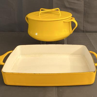 Dansk Yellow Enamel Baking Dish & Pot