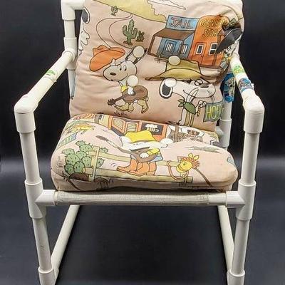 Vintage Child's Chair with Custom Snoopy Cushion