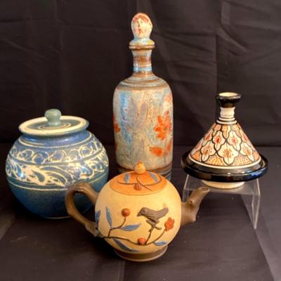 (4) Decorative Items including Ginger Jar and Japanese Tea Pot