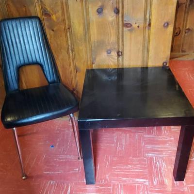 Black Vintage Chair And Vintage Plastic Table 