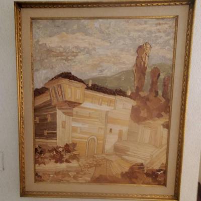 3D Hand Made Wood Inlay Picture - Signed C. Sideris