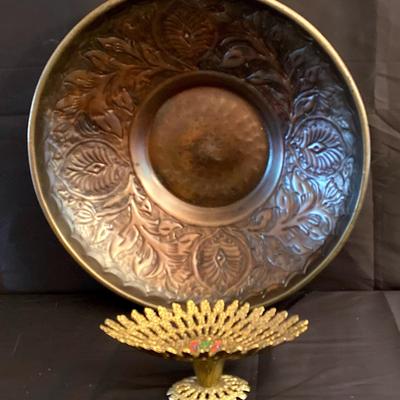 Vintage Metal Decorative Bowl & Brass Fruit Bowl 