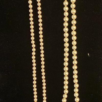 (2) Long Strand Pearl Necklaces 
