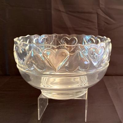 Tiffany & Co. Crystal Heart Pattern Bowl