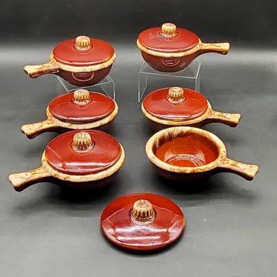 (6) Vintage Hull Soup Bowls with Covers