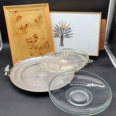 Vintage Electric Serving Tray and Other Trays