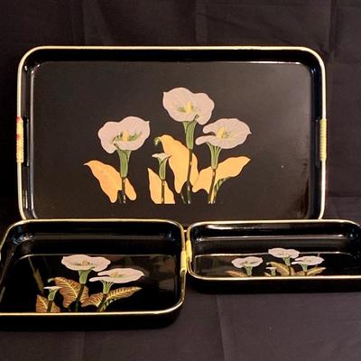(3) Japanese Lacquer Nesting Trays