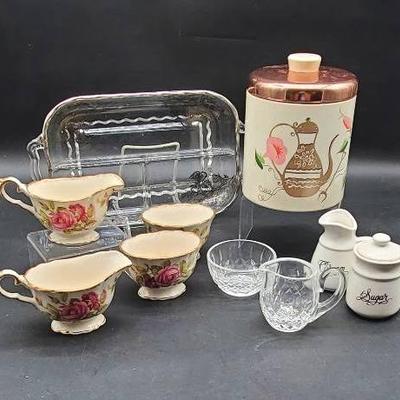 Vintage Tea Canister and Other Serving Items
