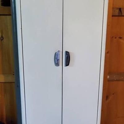 Vintage Tall White Metal Cabinet 
