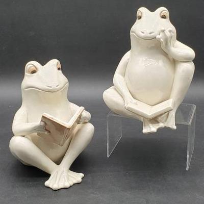 (2) Vintage Fitz and Floyd Ceramic Frogs