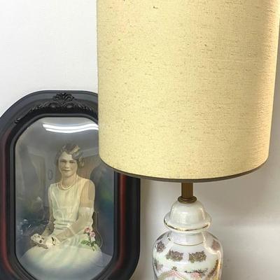 Antique Convex Bubble Glass Photo & Lamp 
