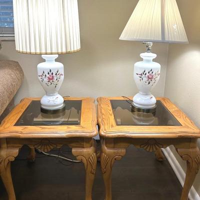 Vintage White Floral Lamps & Side Tables!