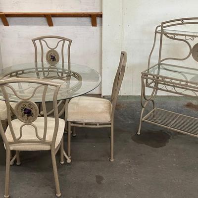 Glass Top Table with 4 Chairs and Matching Wine Rack