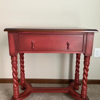 Red Hall Table with Barley Twist Legs