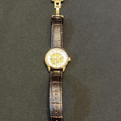 Men's Bulova Watch with Brown Leather Strap 