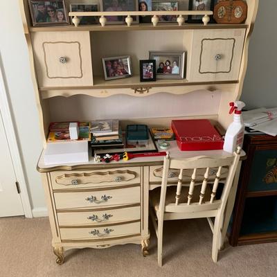 Large white ornate desk 67h43w