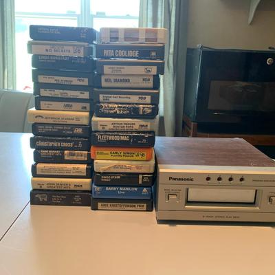 Panasonic 8 track stereo play deck w 26 tapes