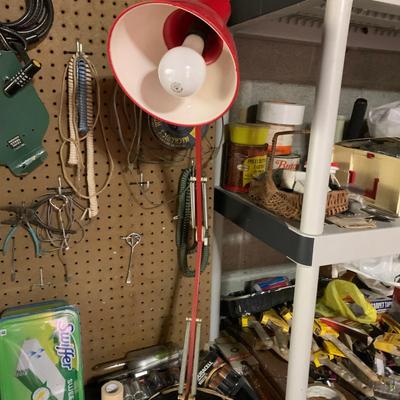 Tall red desk lamp