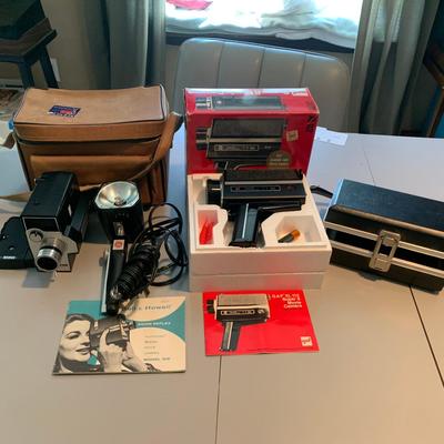 Lot of movie cameras