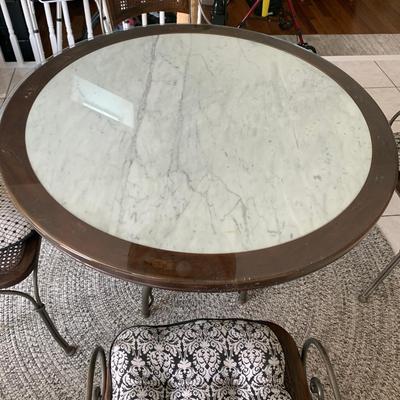 Kitchen table wood and marble top w 4 chairs