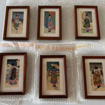 KFE035- Set of Six Framed Japanese Woodblock Prints