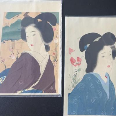 KFE046-2ea Fine Art Wood Block Prints By Kiyokata Kaburagi