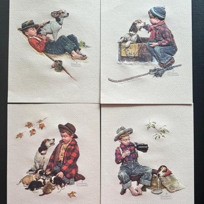 KFE015 - Set Of 4 Norman Rockwell Prints With Boy And Dog
