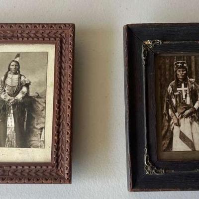 KFE036 Two Antique Native American Photos W/ Wood Frames