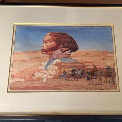 KFE003-Rare Circa 1925 Yoshida Hiroshi Original Woodblock Print “The Sphinx