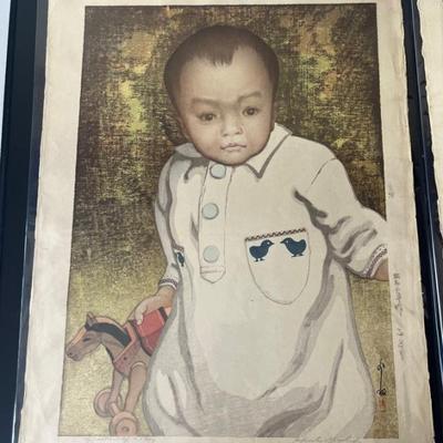 KFE043 "Painting Of A Boy" Original Print by Hiroshi Yoshida (1 Of 2)