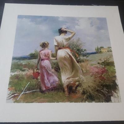 KFE063- Pino "Tuscan Stroll" Giclee on Canvas Hand Signed 1/500 With COA