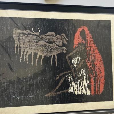 KFE047 Kiyoshi Saito Signed Limited Edition Japanese Color Woodblock-India (A) 1968