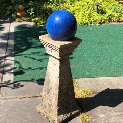 Decorative Garden Pedestal with Glazed Terracotta Orb Accent